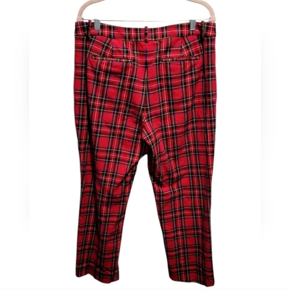 J.Crew Kallie Plaid Straight Leg Pants Red Black Career Workwear Size 12